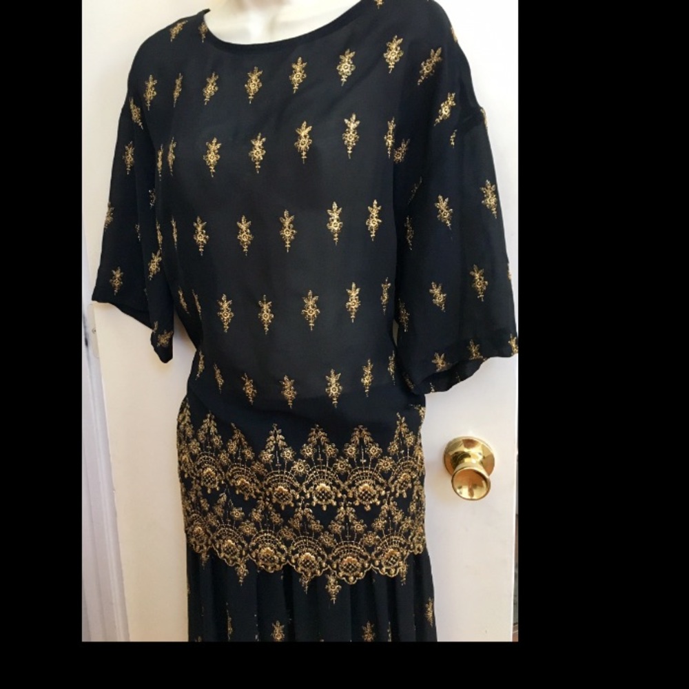 Allen B. Schwartz Gold Indian Sari Top Skirt L